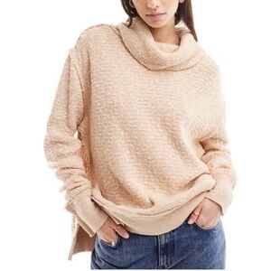We The Free People Tommy Turtle Beige Cowl Neck Sweater